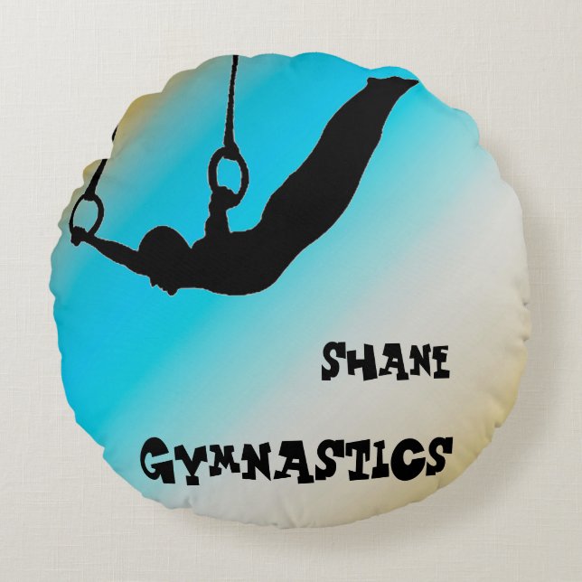 Boys Gymnastics Ringar Gradient Rund Kudde (Framsidan)