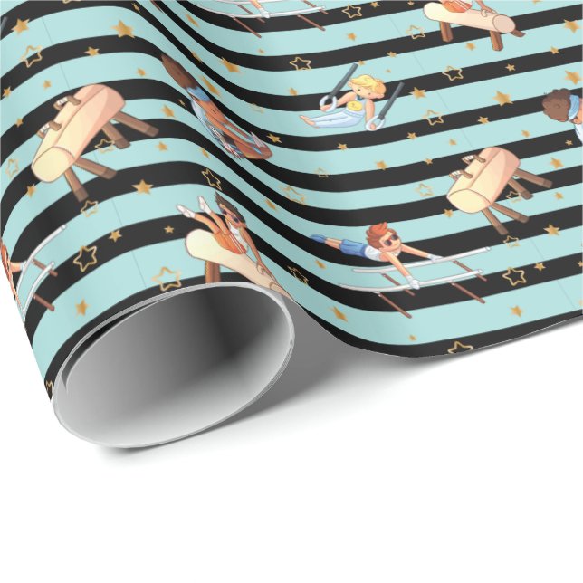 Boys Gymnastics Ringar Parallel Pub Pommel Horse Presentpapper (Rullad Hörn)