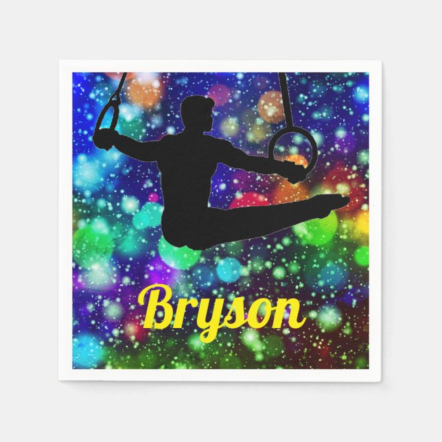 Boys Gymnastics Ringar Party Pappersservett (Framsidan)