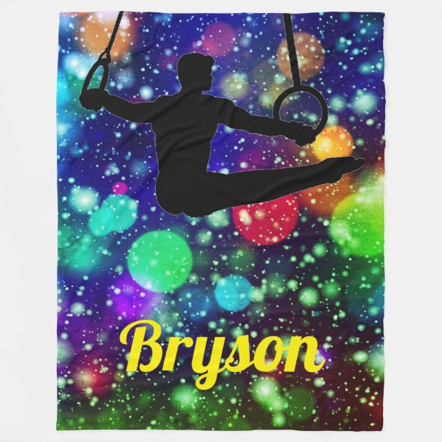 Boys Gymnastics Ringar Personlig Fleecefilt (Framsidan)