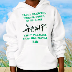 Boys Gymnastics Skills Hoodie w/ Hans Namn på Back T Shirt
