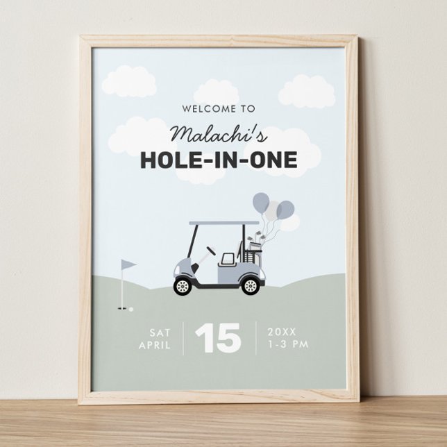 Boys Hål-in-One Golf 1:a födelsedagens välkomstsky Poster (Skapare uppladdad)