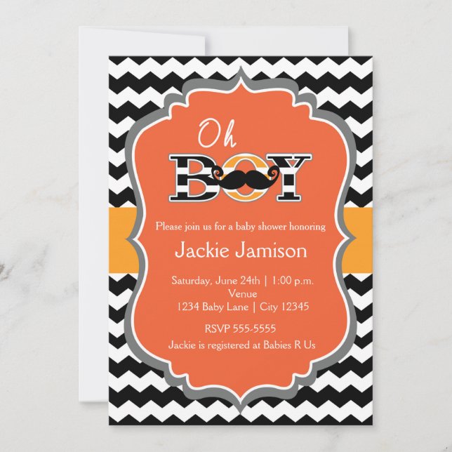 Boys Halloween Chevron Baby Shower-inbjudan Inbjudningar (Framsida)
