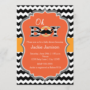 Boys Halloween Chevron Baby Shower-inbjudan Inbjudningar