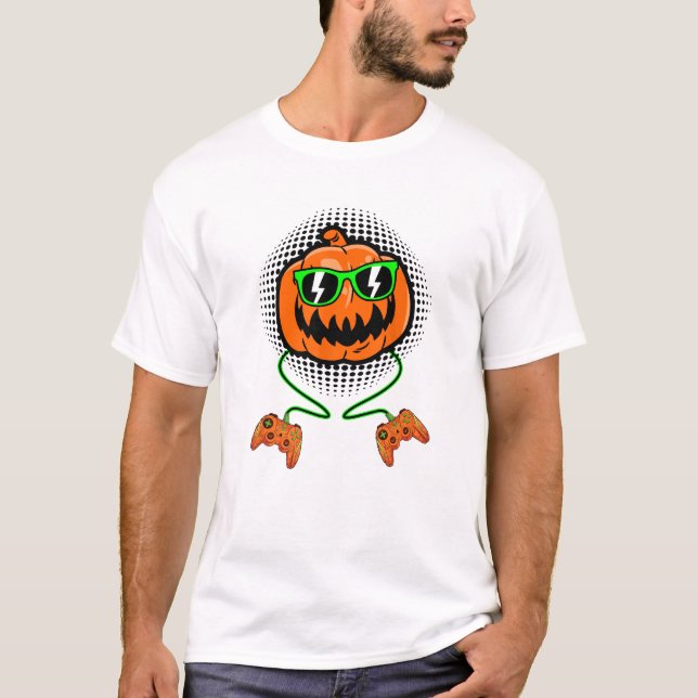 Boys Halloween Gamer T Shirt (Framsida)