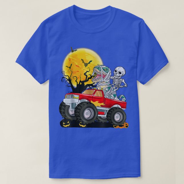 Boys Halloween Monster Lastbil Crash Pumpkin Dinos T Shirt (Design framsida)