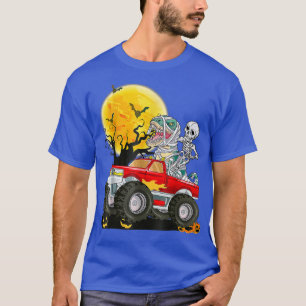 Boys Halloween Monster Lastbil Crash Pumpkin Dinos T Shirt