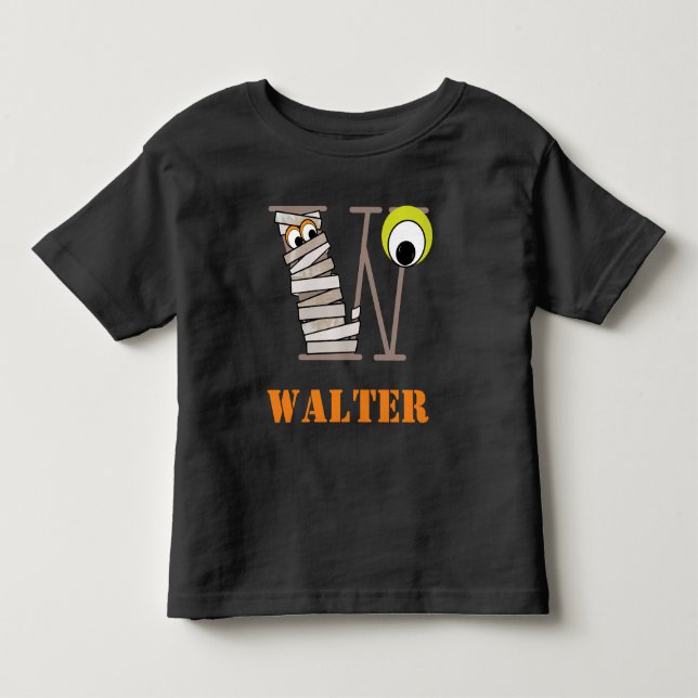 Boys HALLOWEEN Mummy Shirt w Initial W Tee (Framsida)