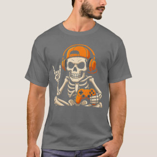 Boys Halloween Skeleton Gamer Video Gamingeenage M T Shirt
