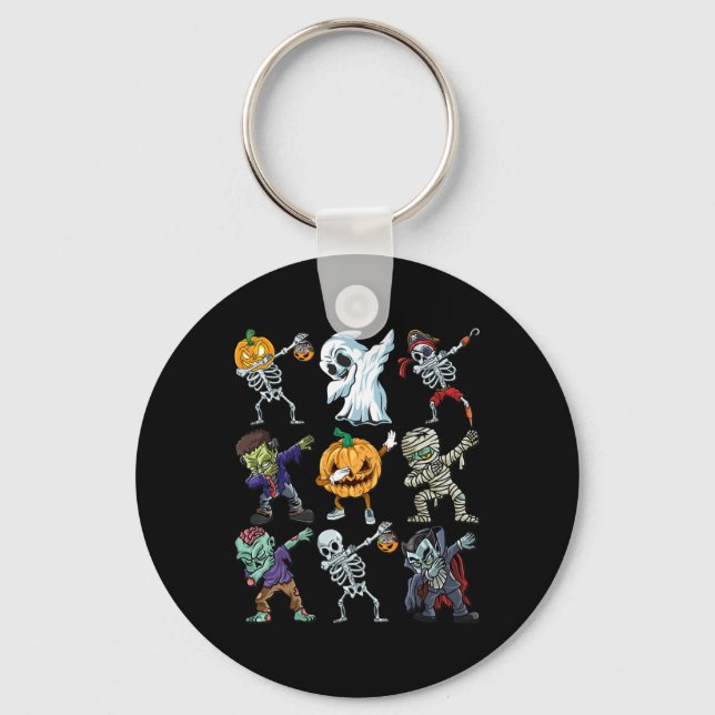 Boys Halloween Skeleton Jack o lantern Zombie Dab Nyckelring (Framsida)