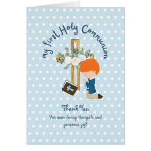 BOY'S Heliga Communion Card - Red Hair Hälsningskort
