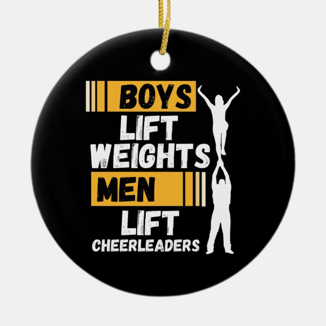 Boys Hiss Weights Manar Hiss CheerLeaers Cheer Tea Julgransprydnad Keramik (Framsidan)