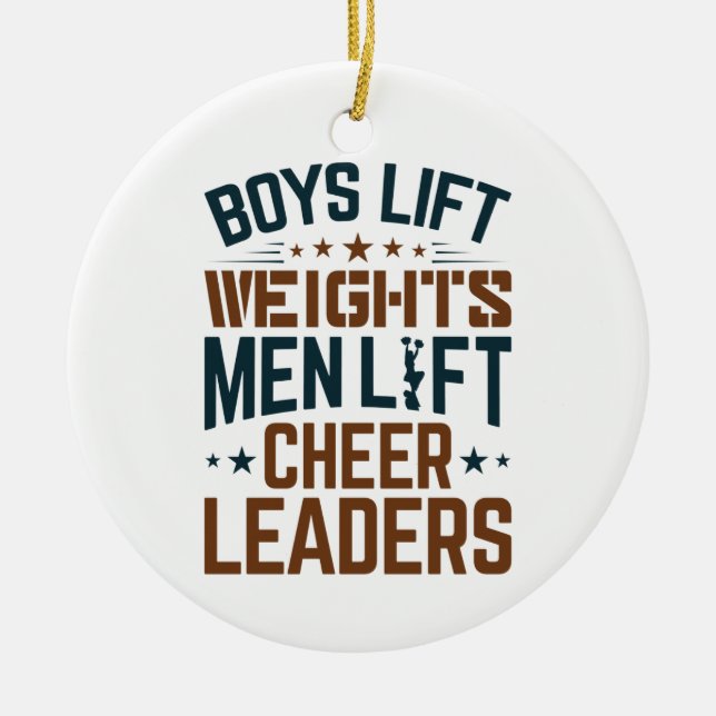 Boys Hiss Weights Manar Hiss CheerLedare Cheer Che Julgransprydnad Keramik (Framsidan)