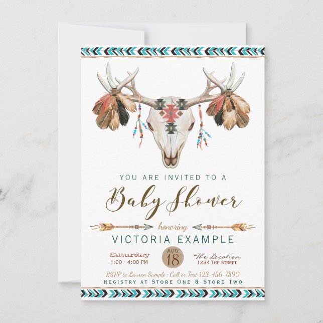Boys Hjort Antler Tribal Baby Shower-inbjudningar Inbjudningar (Framsida)
