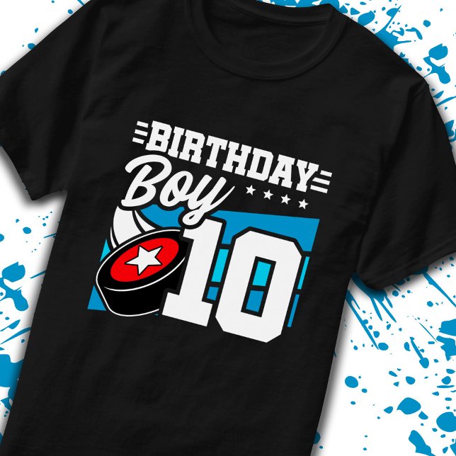 Boys Hockey Birthday 10th Birthday 10 Year Old Boy T Shirt (Skapare uppladdad)