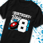 Boys Hockey Birthday 8th Birthday 8 Year Old Boy T Shirt<br><div class="desc">Den här födelsedagsfesten är perfekt för en åttaårig pojkes hockeytema-födelsedagsfest för att fira deras åttonde födelsedag! Underbar för barn att kärlek ska spela hockey,  titta på hockey eller framtida hockeystjärnspelare! Har en hockey puck-grafik med nummer 8 för en pojkes åttonde födelsedag.</div>