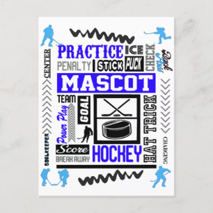 Boys Hockey Terminology in Blue Vykort