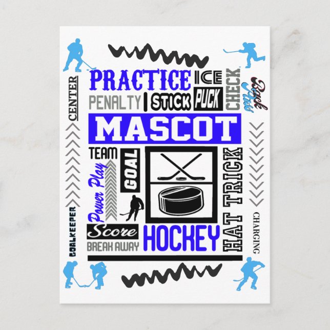 Boys Hockey Terminology in Blue Vykort (Framsida)