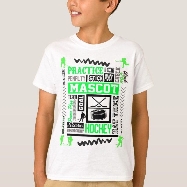 Boys Hockey Terminology in Grönt T-Shirt (Framsida)