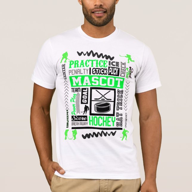 Boys Hockey Terminology in Grönt T Shirt (Framsida)