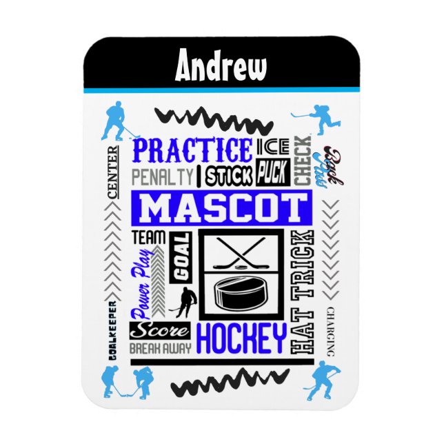 Boys Hockey Terminology Personlig Blue Magnet (Vertikal)