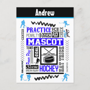 Boys Hockey Terminology Personlig Blue Vykort