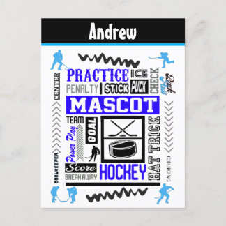 Boys Hockey Terminology Personlig Blue Vykort