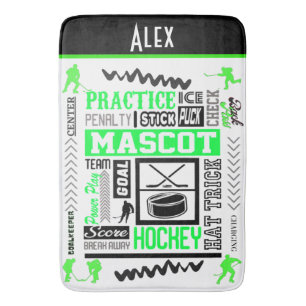 Boys Hockey Terminology Personlig Neon Grönt Badrumsmatta