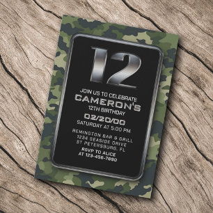 Boys Hunting Army 12:e Birthday Inbjudningar