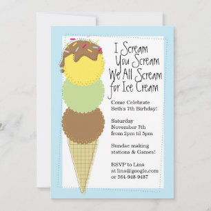 Boys Ice Cream Party-inbjudan Inbjudningar