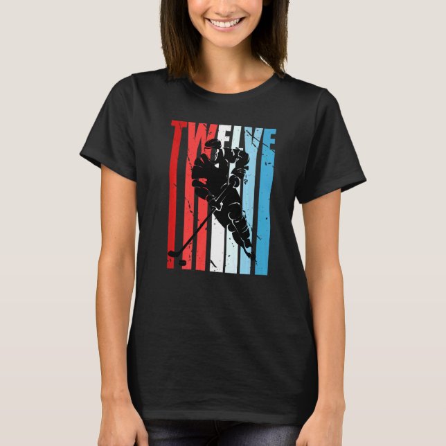 Boys Ice Hockey 12:e Birthday Player Motivational T Shirt (Framsida)