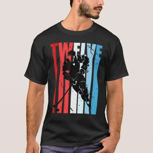 Boys Ice Hockey 12:e Birthday Player Motivational T Shirt (Framsida)