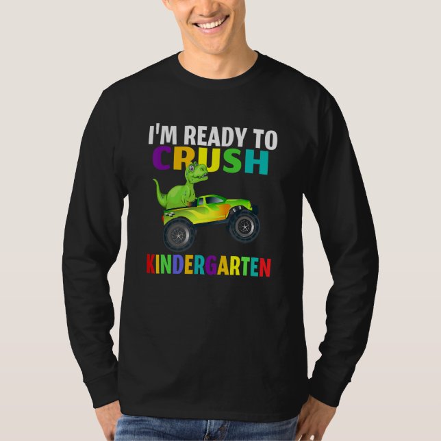 Boys jag är Redo att krossa Kindergarten Dinosaur  T Shirt (Framsida)