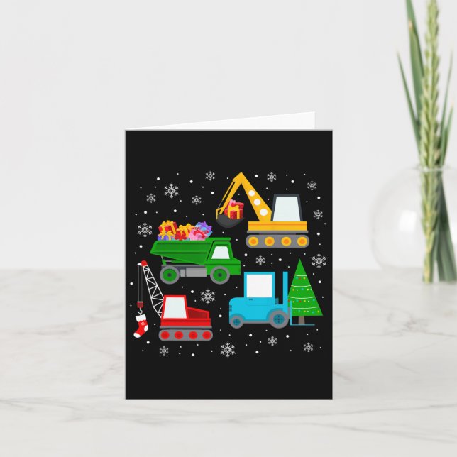 Boys jul Kids Småbarn Construction Fordon Kort (Framsida)