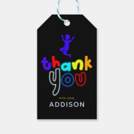 Boys Jump Neon Trampoline Birthday Favor Presentetikett