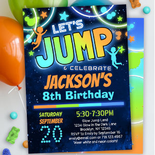 Boys Jump Party Birthday-inbjudan, blå Orange Inbjudningar