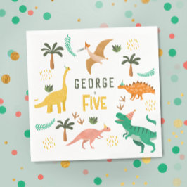 Boys Jungle Dinosaur T-Rex Kids 5:e födelsedagen Pappersservett