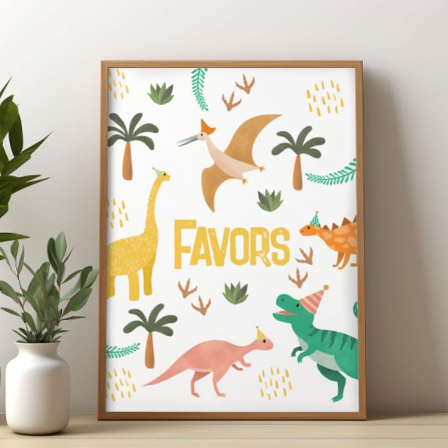 Boys Jurassic Dinosaur Party Favor Sign  Poster (Skapare uppladdad)