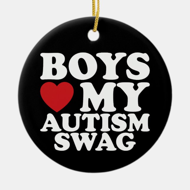 Boys Kärlek My Autism Swag Awareness Heart Julgransprydnad Keramik (Framsidan)