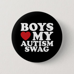 Boys Kärlek My Autism Swag Awareness Heart Knapp