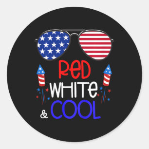 Boys Kids 4:e juli Red White and Coola Sungles G Runt Klistermärke