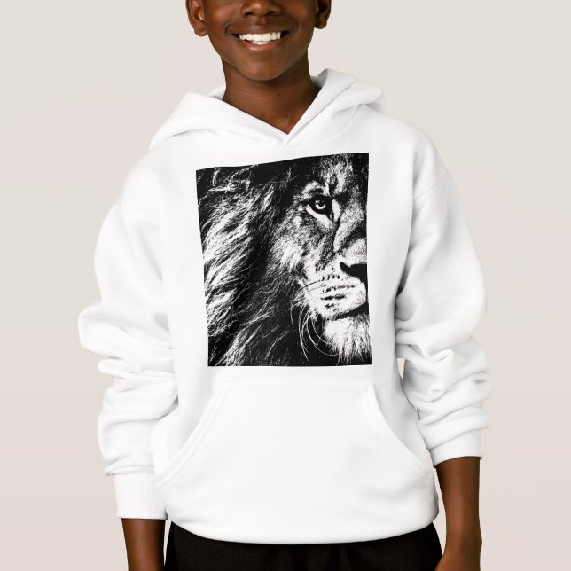 Boys Kids Apparatur Clothing Mode Hoodie Lejon T Shirt (Framsida)