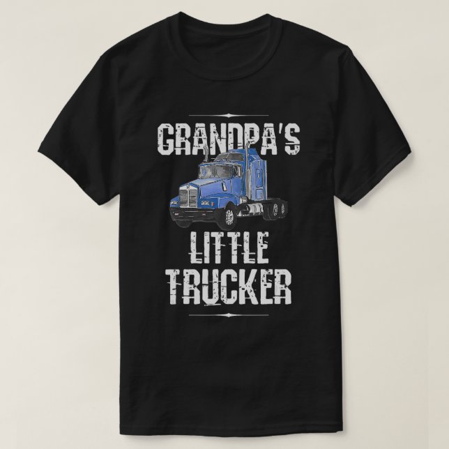 Boys Kids Semi Lastbil Gift Grandpas Little Trucke T Shirt (Design framsida)
