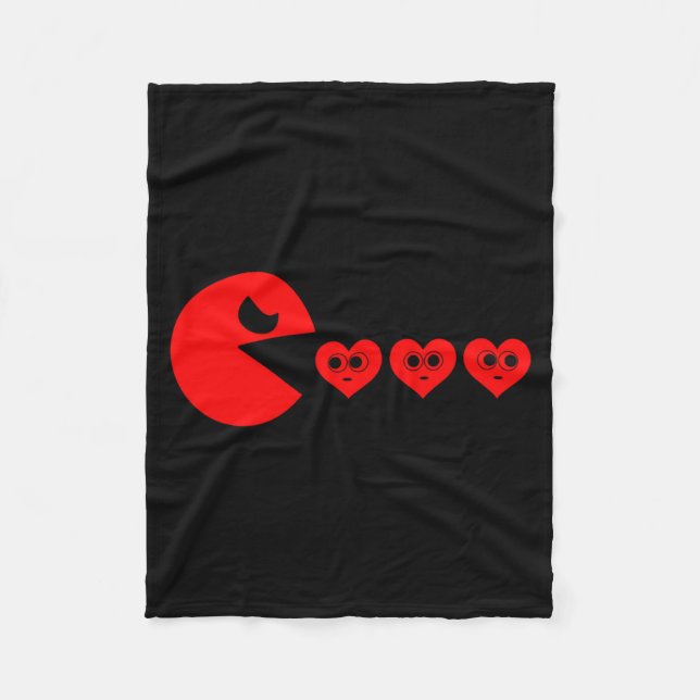 Boys Kids Valentines Day Hearts Eating Funny Gamer Fleecefilt (Framsidan)