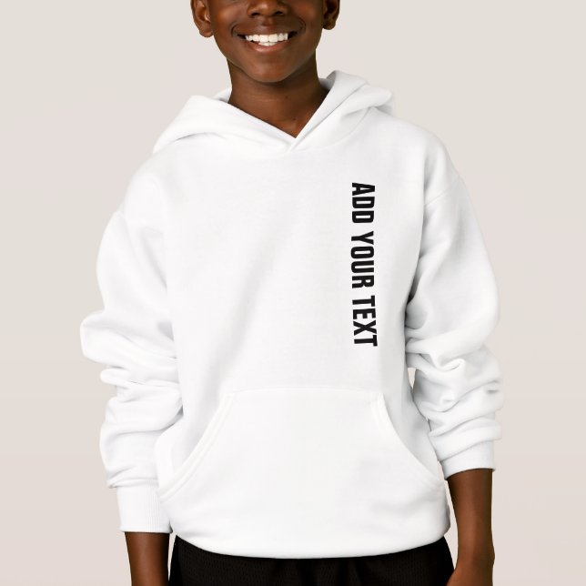Boys Kids White Hoodie Pullover Sweatshirt T Shirt (Framsida)
