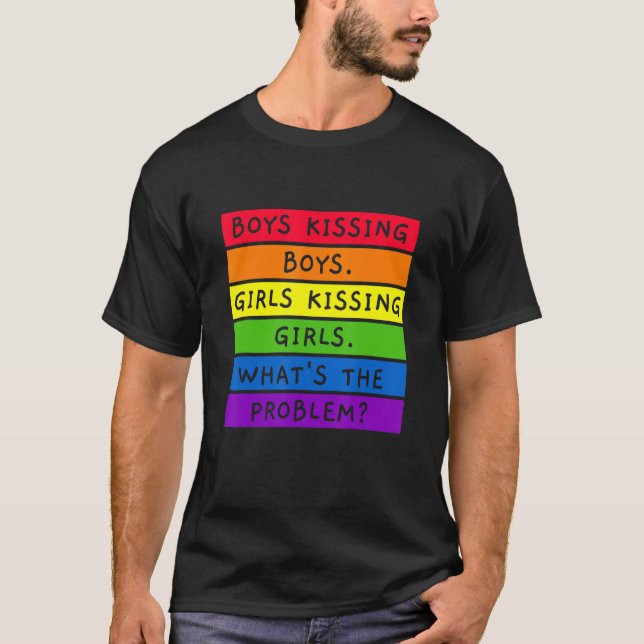 Boys Kissing Boys Girls Kissing Girls LGBTQIA+ CSD T Shirt (Framsida)