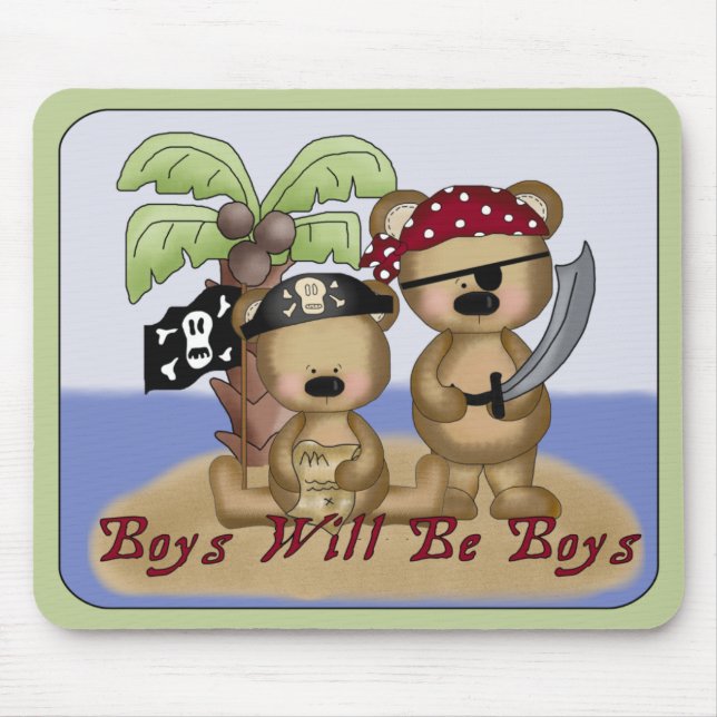 Boys kommer att vara Boys Lil Pirat Bears Mousepad Musmatta (Framsidan)
