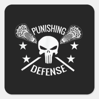 Boys Lacrosse Skull och Sticks Gift Fyrkantigt Klistermärke