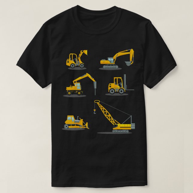 Boys Lastbil Construction Heavy Equipment Crane Ki T Shirt (Design framsida)