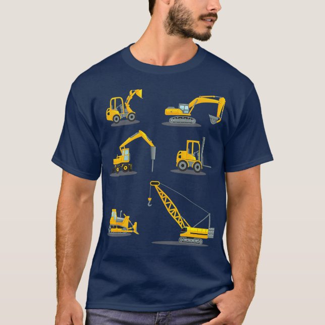 Boys Lastbil Construction Heavy Equipment Crane T Shirt (Framsida)
